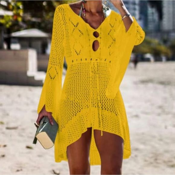 Other - New Knitted Hollow Beach Blouse Crochet Cover Up L